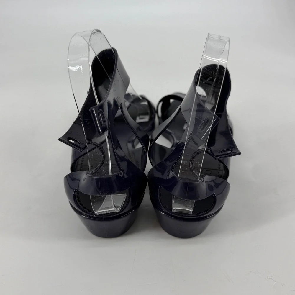 See By Chloe Navy Blue Jelly Wedge Sandals Made in Italy Size 40 Womens